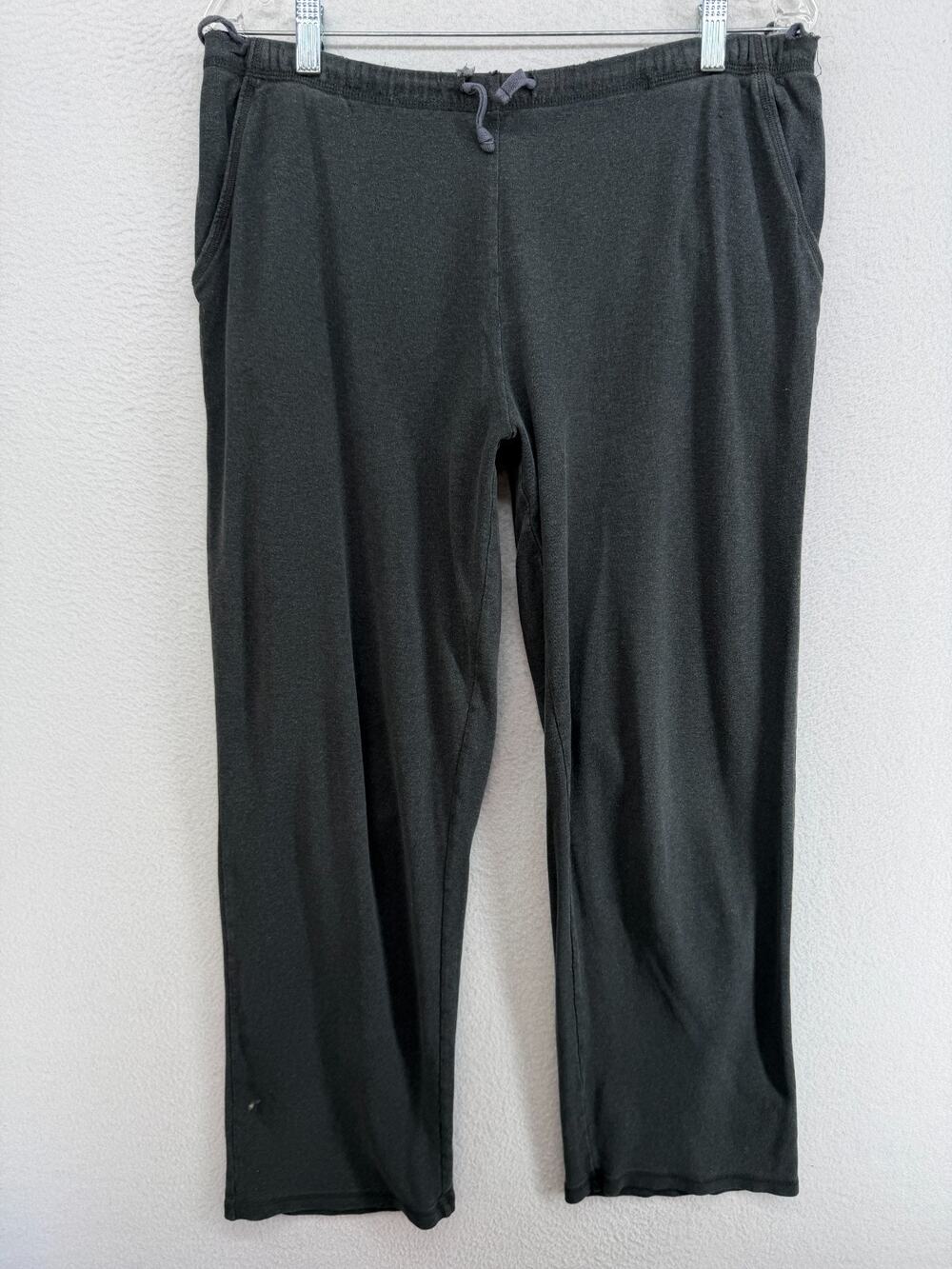 EILEEN FISHER Pants S Heavy Brushed Cotton Jersey Straight Drawstring Black VTG